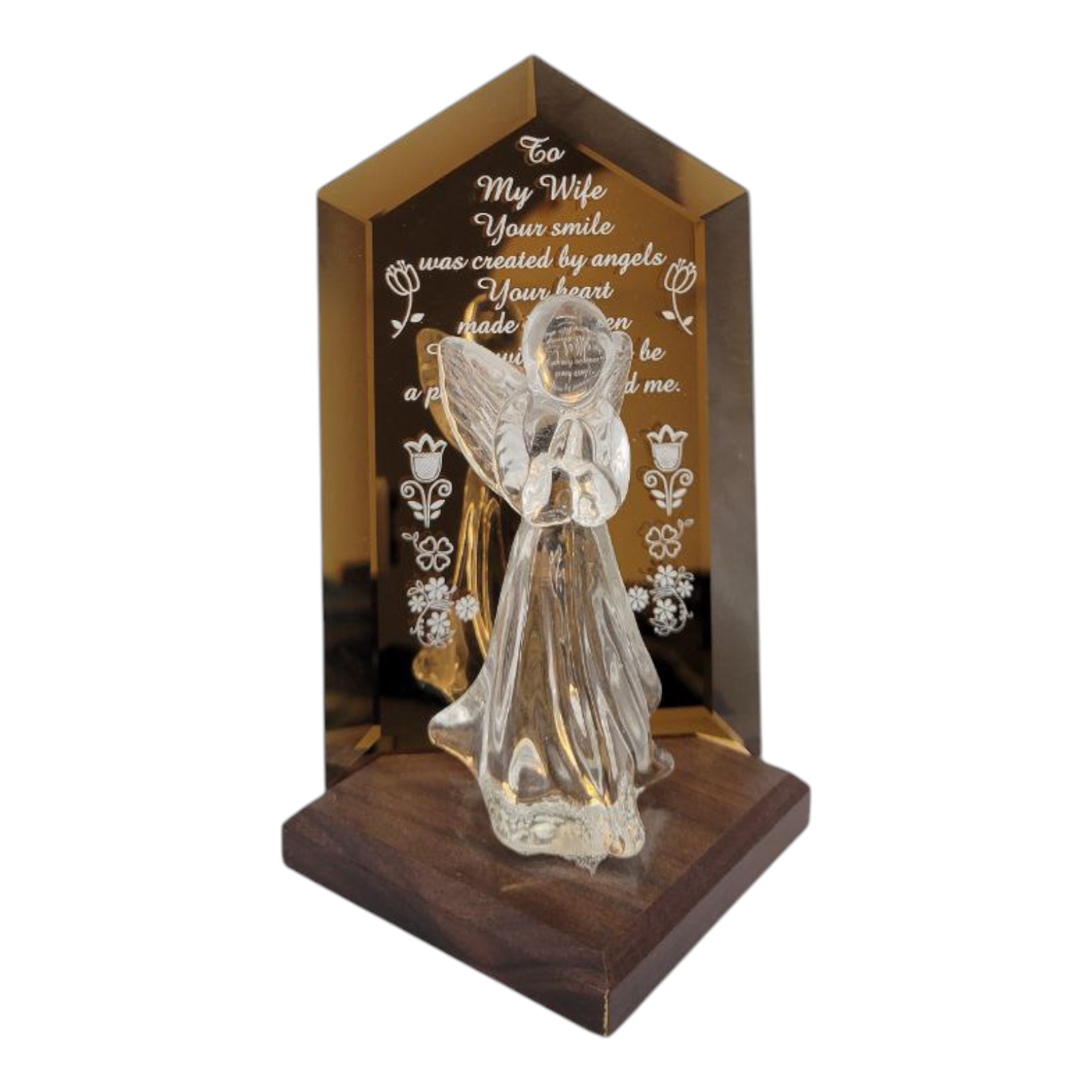 Dacra Glass Angel To My Wife Plaque Figurine Decor