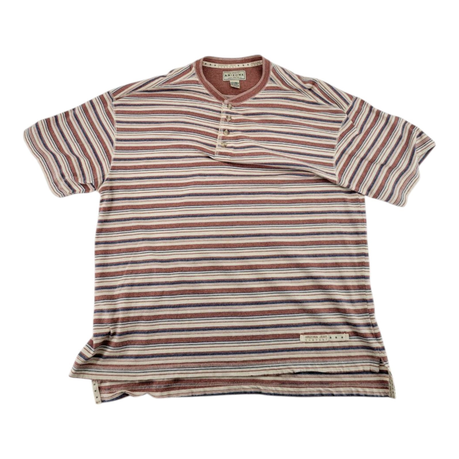 Arizona Jeans Company Henley Shirt Mens Striped Short Sleeve Tee Size XL