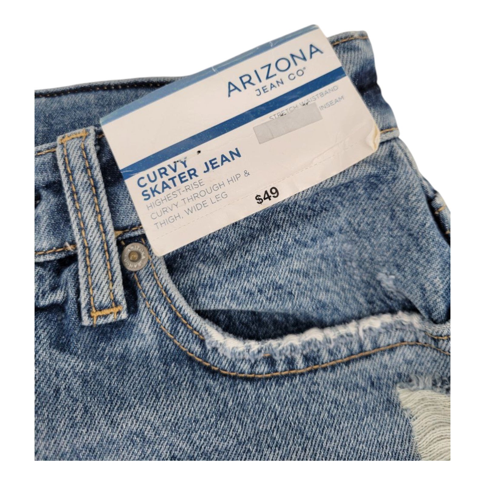 Arizona Jean Co Curvy Skater Jeans Highest Rise Distressed Wide Leg Size 5