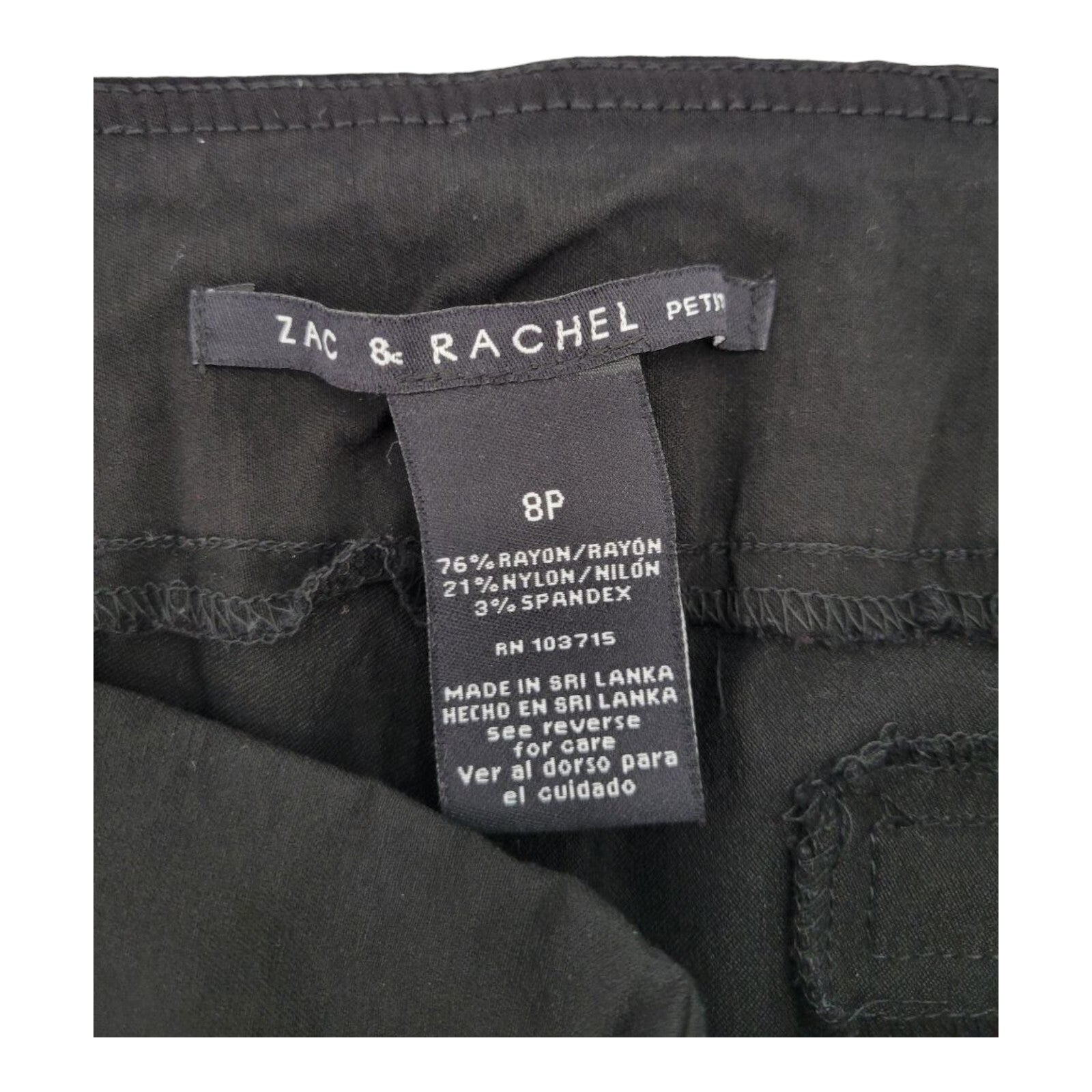 Zac & Rachel Petite Black Pull On Stretch Pants Rayon Blend Womens Size 8P