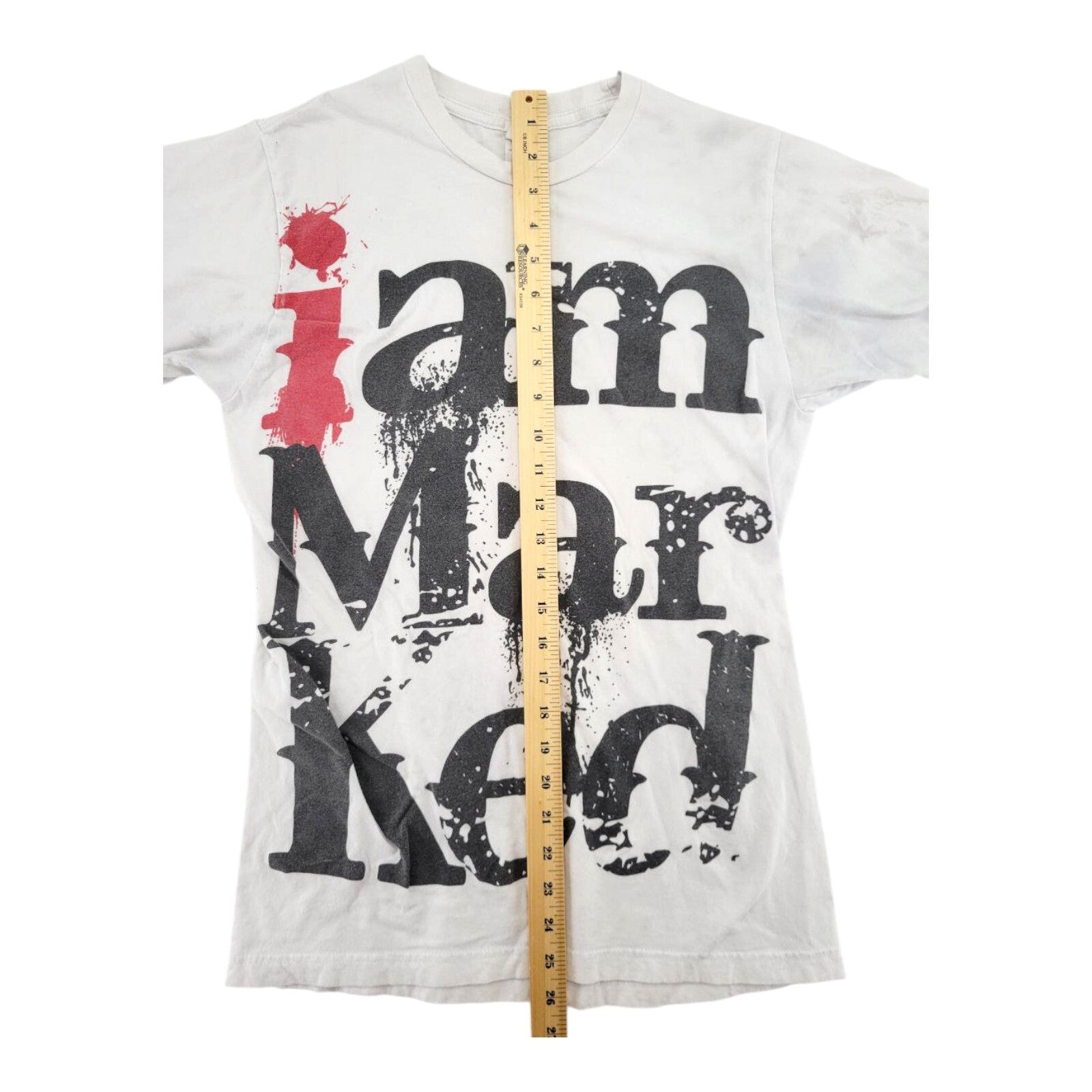 Tultex I Am Marked Grunge Graphic White T-Shirt Womens Size Small
