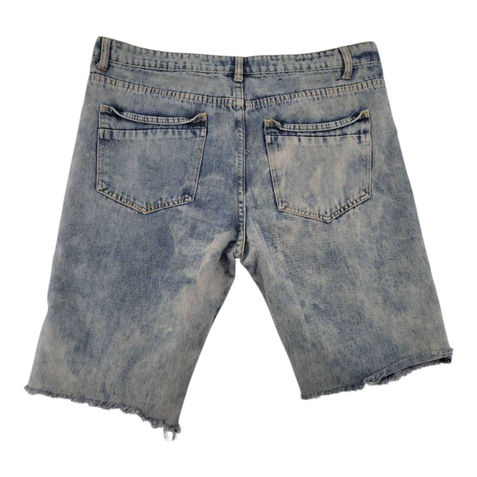 True Rock Distressed Denim Shorts Blue Cut Off Raw Hem Mens Size 38