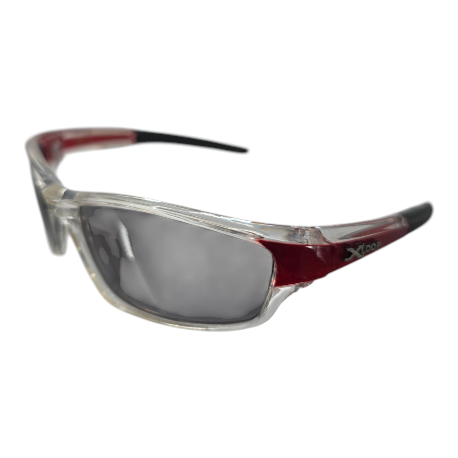 XLoop KG-X2418 Sport Wrap Sunglasses Red Black Frame Smoke Lenses UV Protection