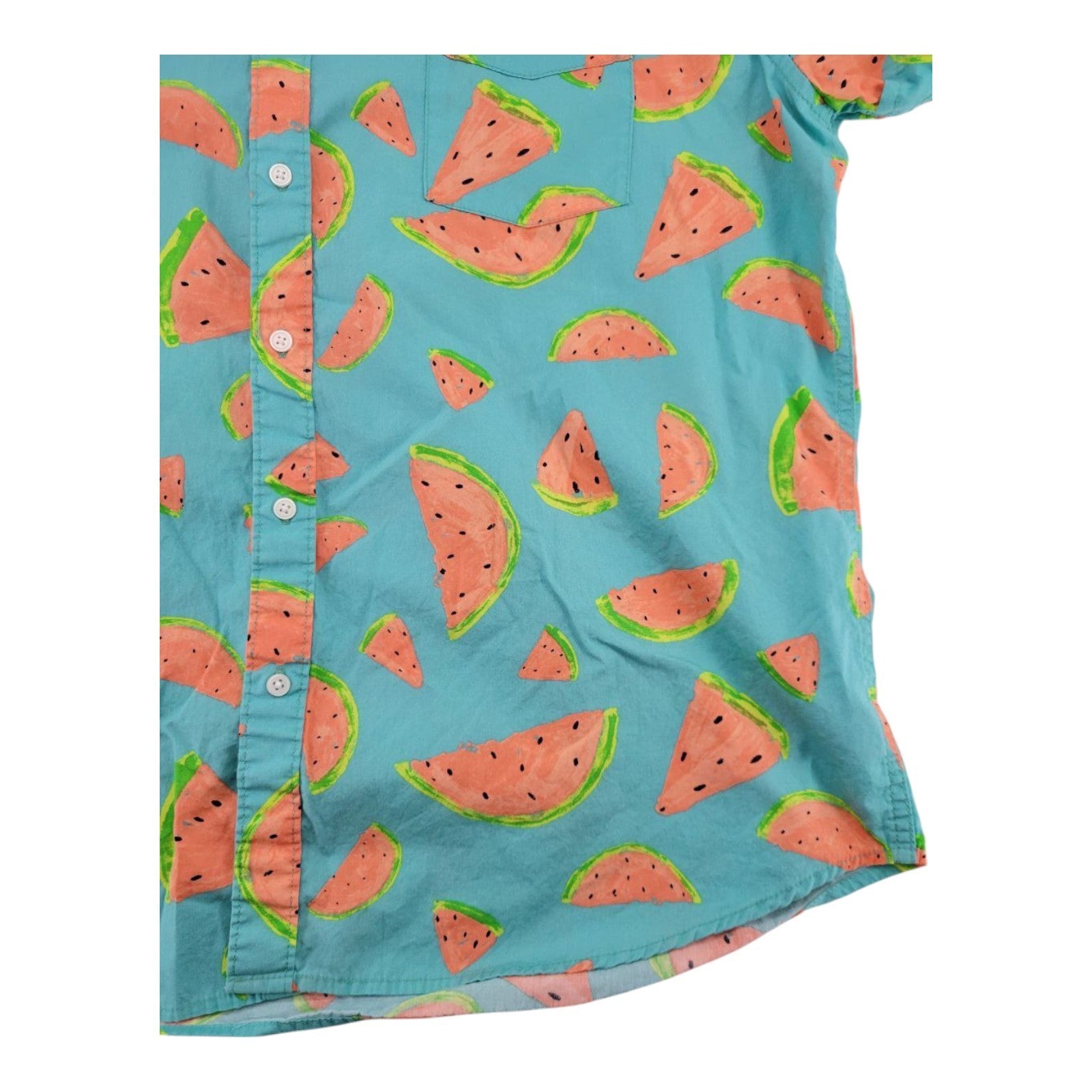 Arizona Jean Co Men's Aqua Shirt XXL Watermelon Print Cotton Short Sleeve