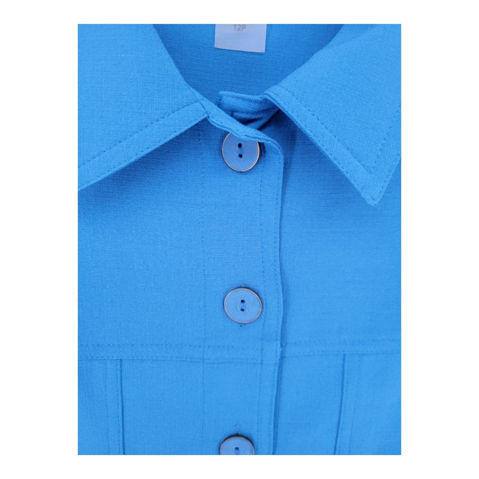 Allison Daley Petite Button Up Blouse Light Steel Blue 3/4 Sleeve Shirt 12P