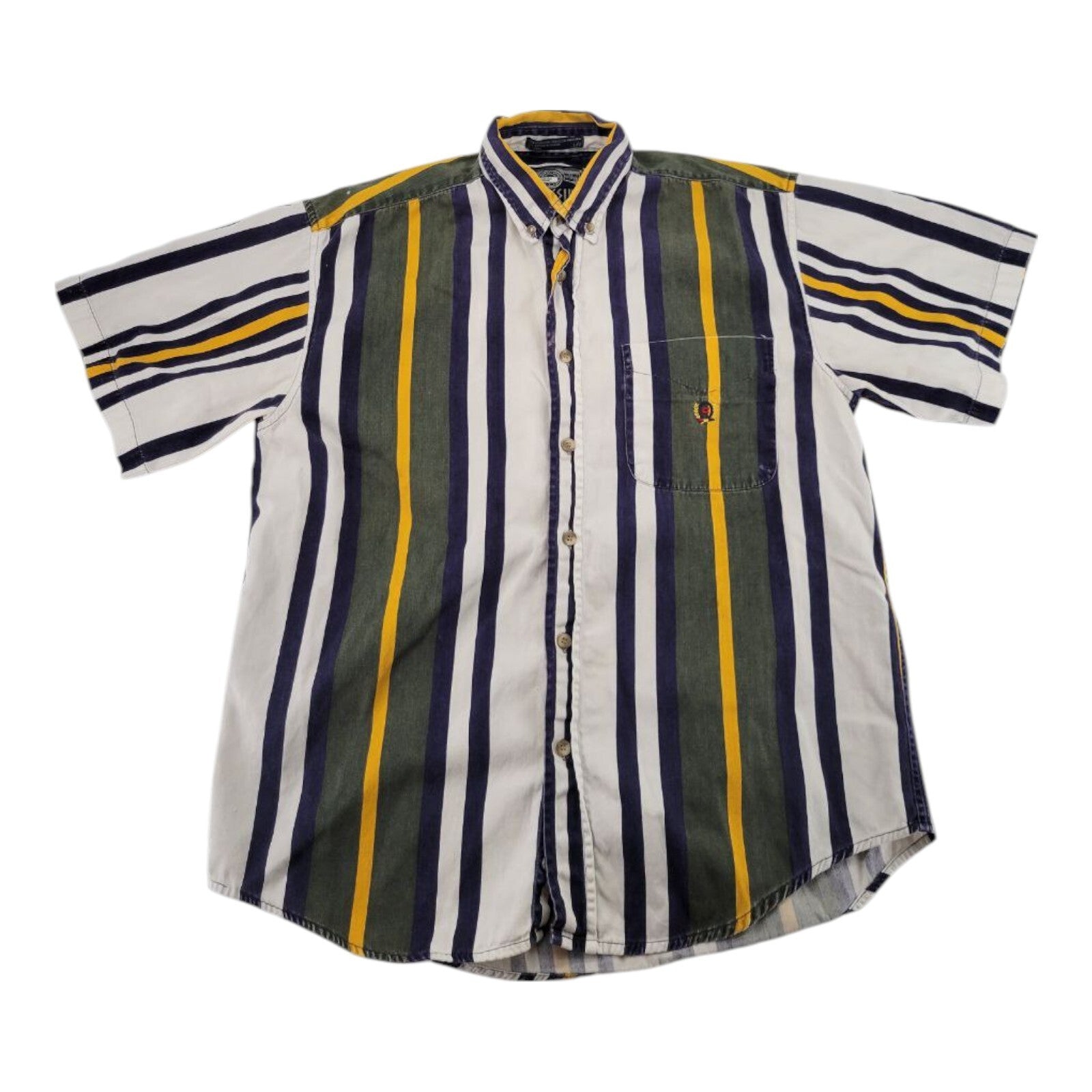 Vintage Coliseum Authentic Jeanswear Striped Shirt Short Sleeve Multicolor L