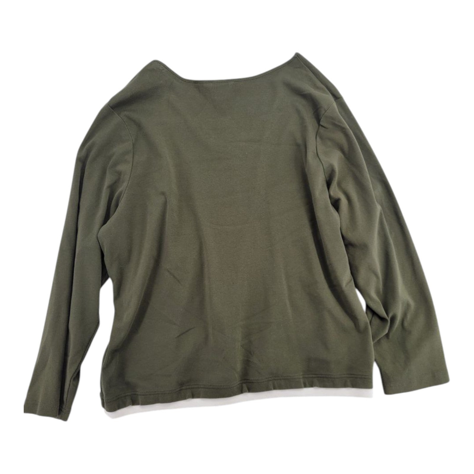 Women's Olive Green V-Neck Rhinestone Long Sleeve Shirt Plus Size 22/24W