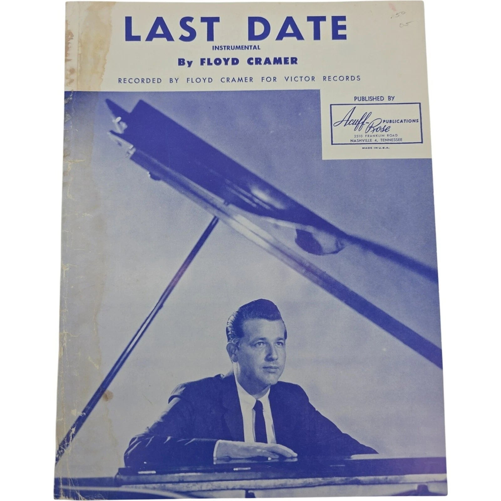 Vintage 1960 Sheet Music Last Date Instrumental by Floyd Cramer