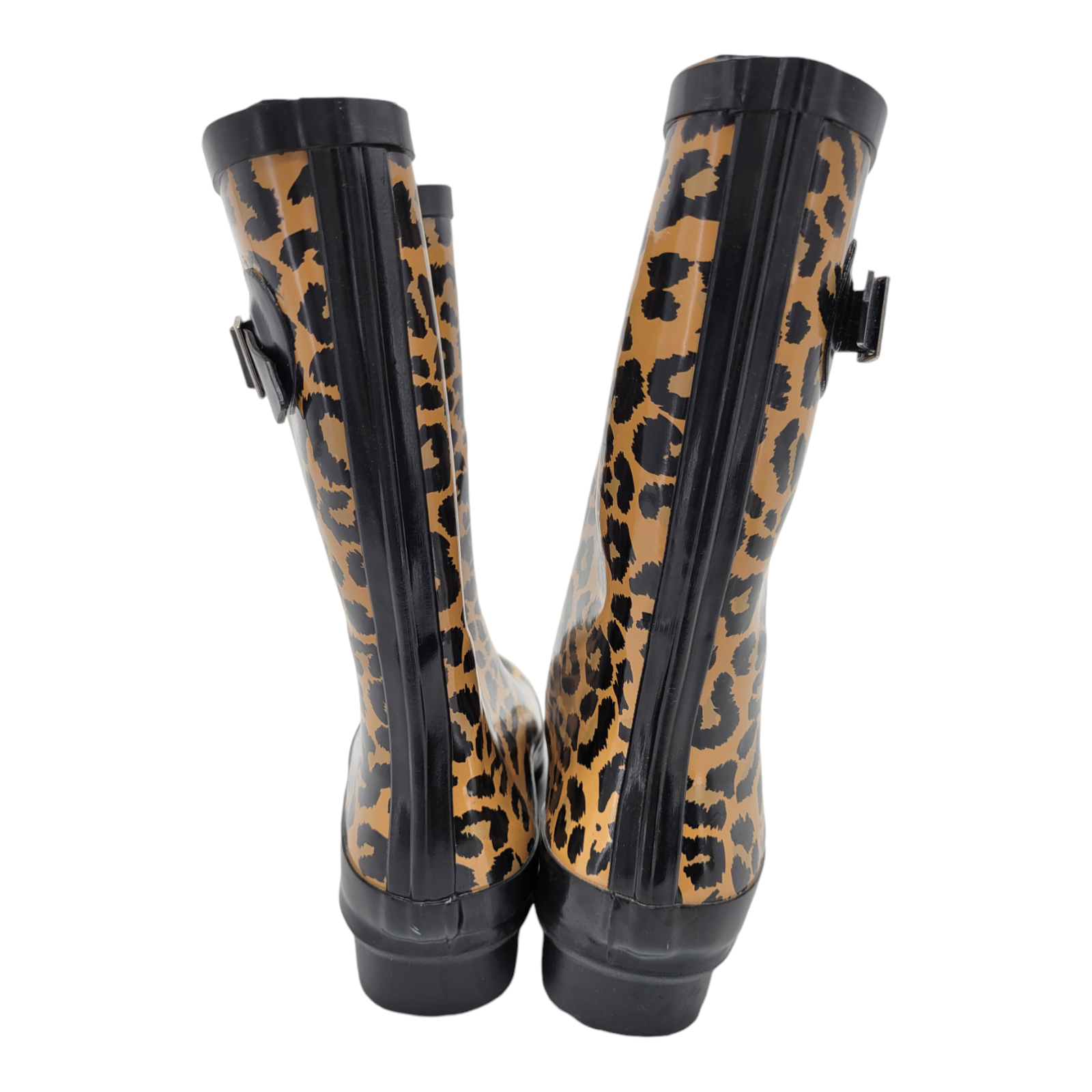 Women's Leopard Print Rain Boots Rubber Upper Stylish Waterproof Shoes Size 7