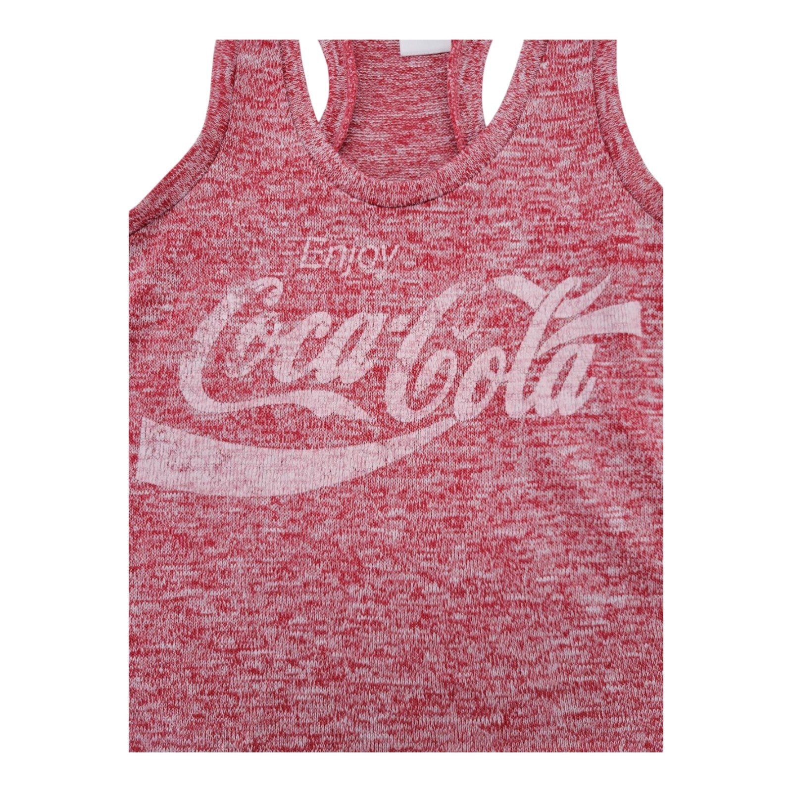 Coca-Cola Women's Red Heathered Racerback Tank Top Graphic Enjoy Logo Size M