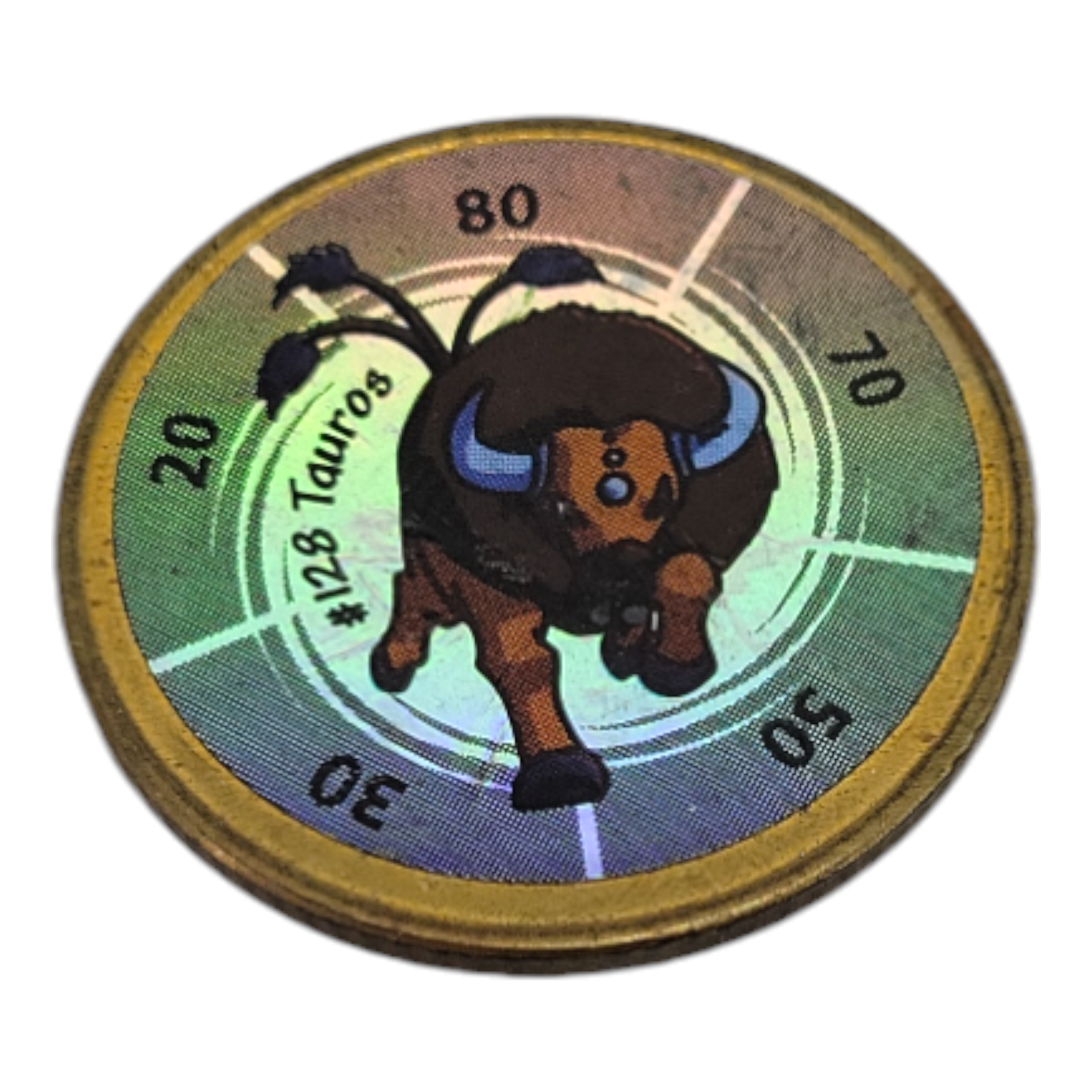 1999 Vintage Nintendo Hasbro Pokemon Battle Coin Gold Tauros #128