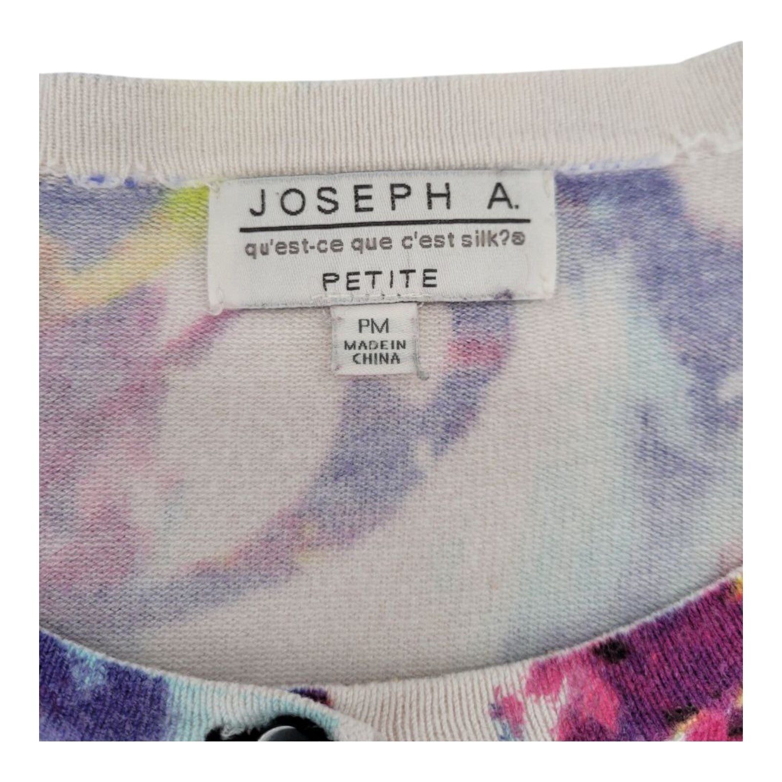 Joseph A Petite Multicolor Abstract Print Button Front Cardigan Sweater Size PM