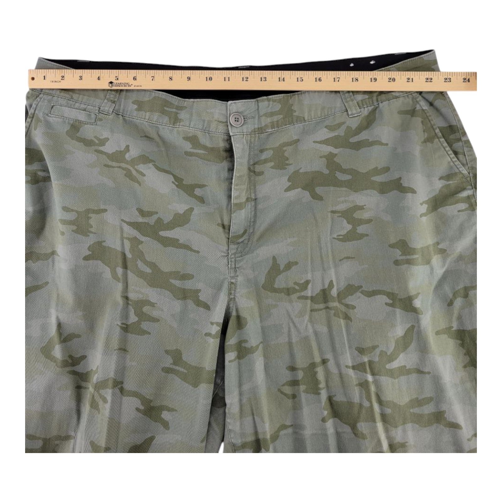 Lane Bryant Womens Camo Chino Pants Green Stretch Cotton Blend Size 24