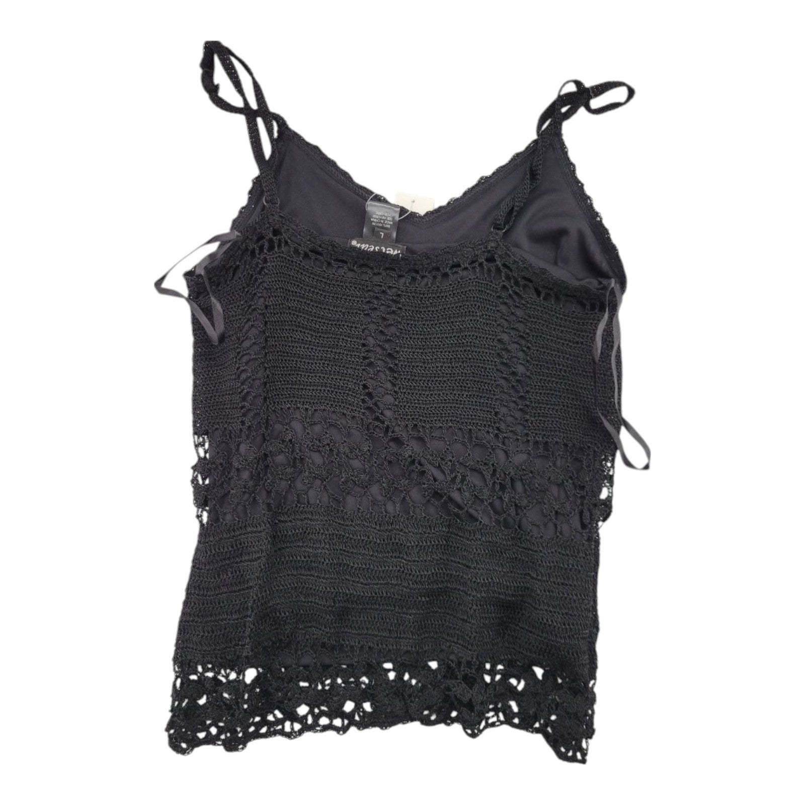 Wet Seal Black Crochet Lace Tank Top Floral Embroidered Lined Sleeveless L