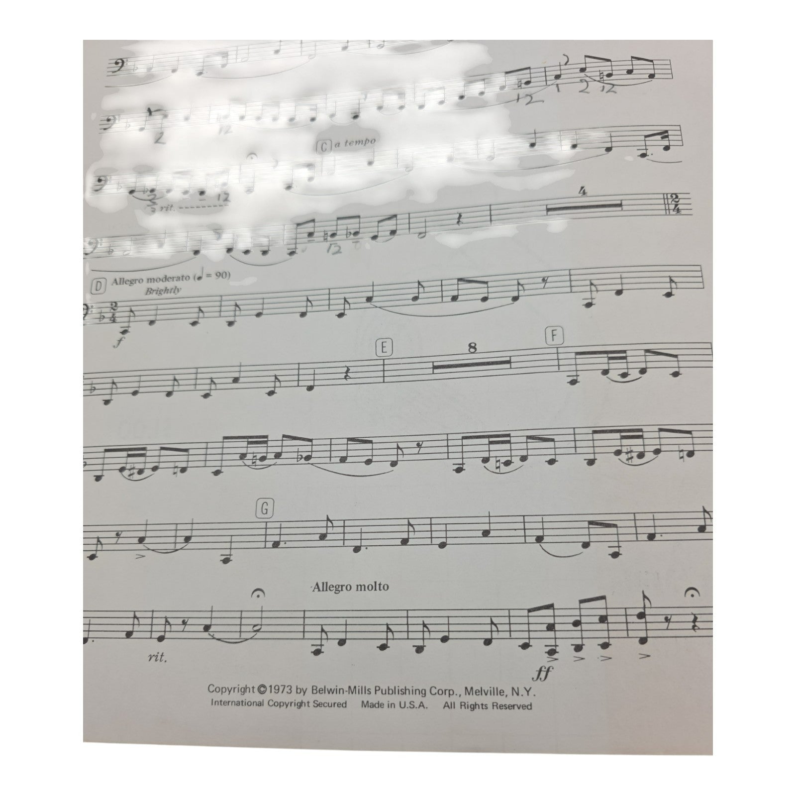 Bordogni Medley First Edition Band Course Sheet Music Richard W Bowles 1973
