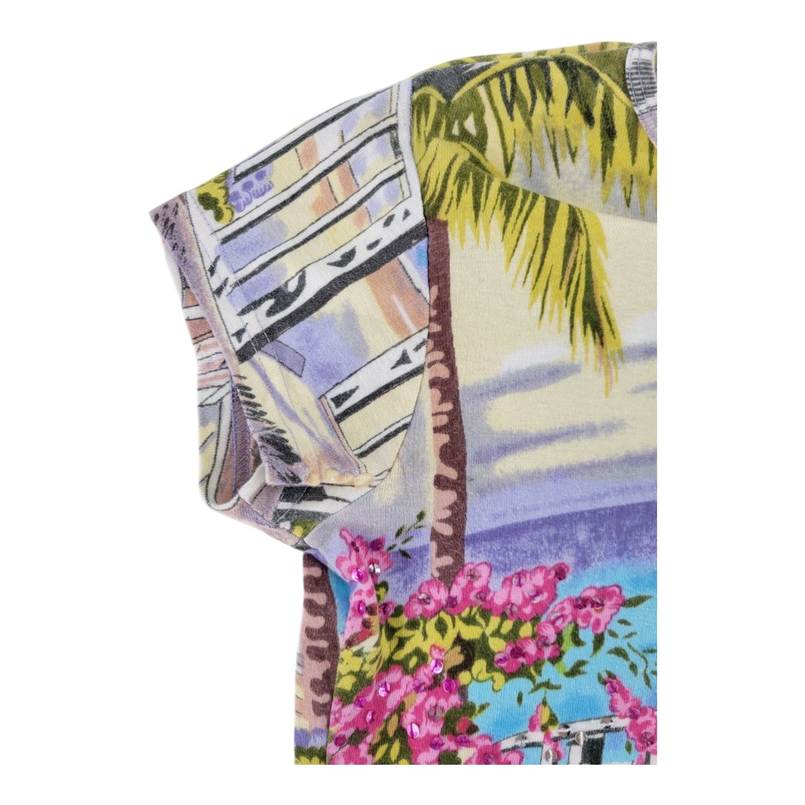 Take Two Clothing Co Beach Scene Embellished Crop Top PL Petite Large