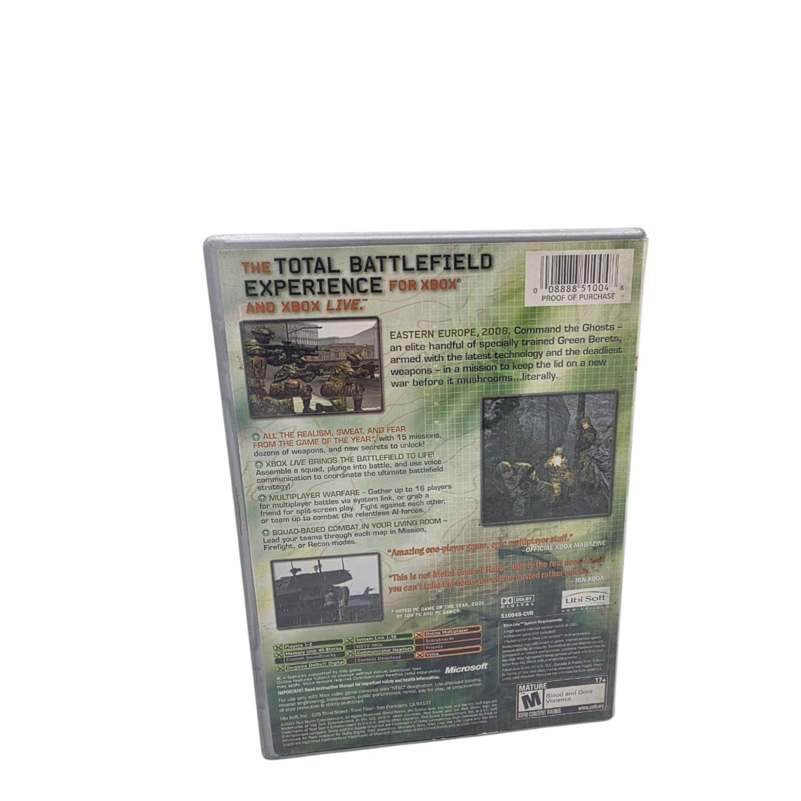 Tom Clancy’s Ghost Recon Xbox Platinum Hits Complete Manual & Disc Included