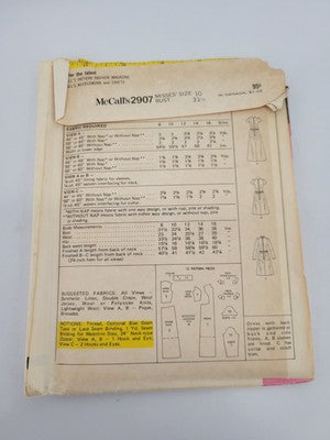 1970s McCall's Sewing Pattern 3231 Misses' Gathered Back Zipper Dress Size 10