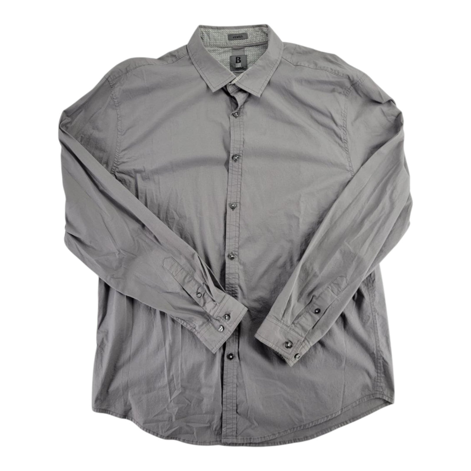 B Lux Men's Gray Stretch Dress Shirt Long Sleeve Cotton Blend XL