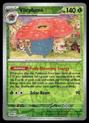 Pokemon 2023 Scarlet & Violet 151 Vileplume Reverse Holo Rare #45 Near Mint Card