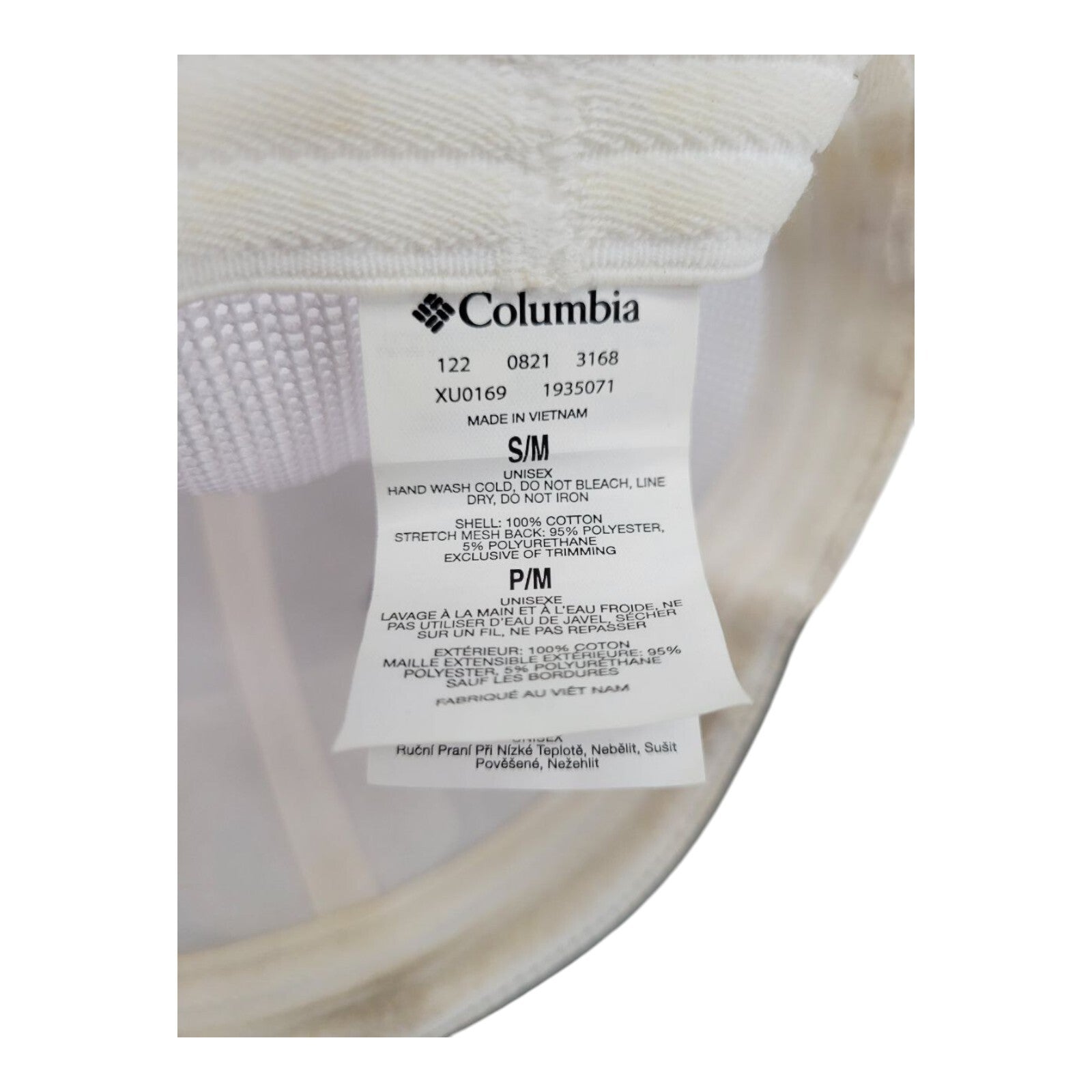 Columbia Yellowstone Flexfit Hat Gray White Mesh Trucker Cap Old Faithful S/M