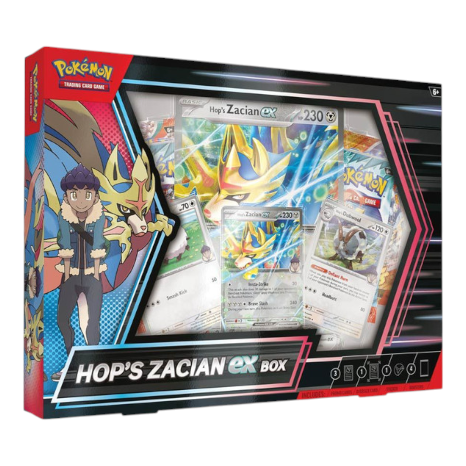 Pokémon TCG Hop's Zacian ex Box – 4 Booster Packs & Promo Cards