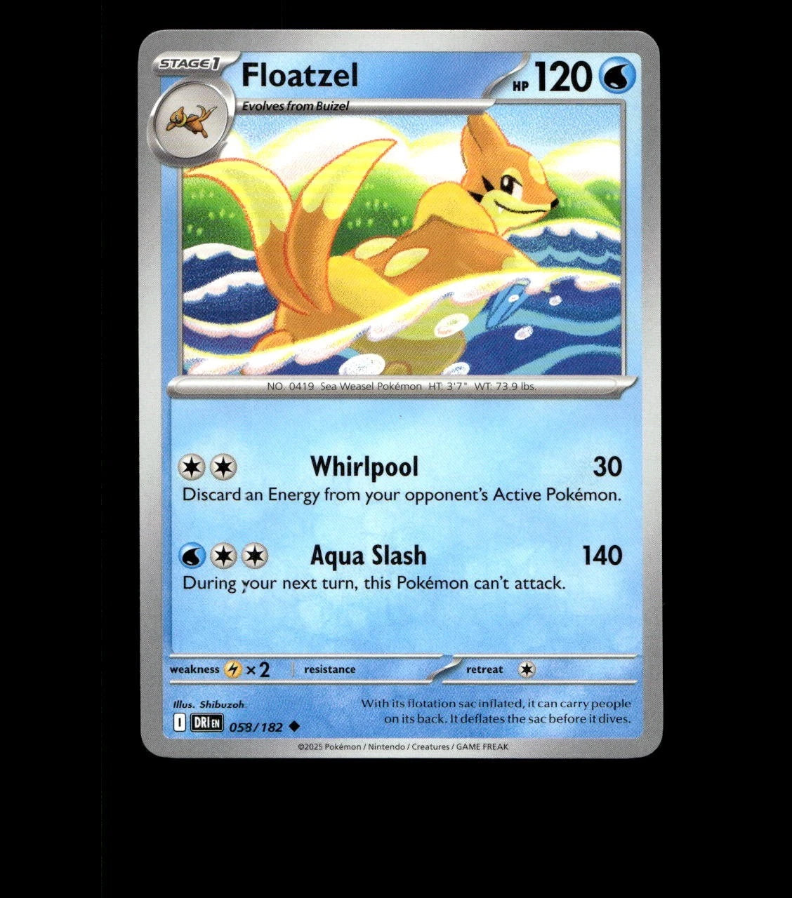 Floatzel – 058/182 – Destined Rivals – Non Holo Near Mint Pokemon Card TCG