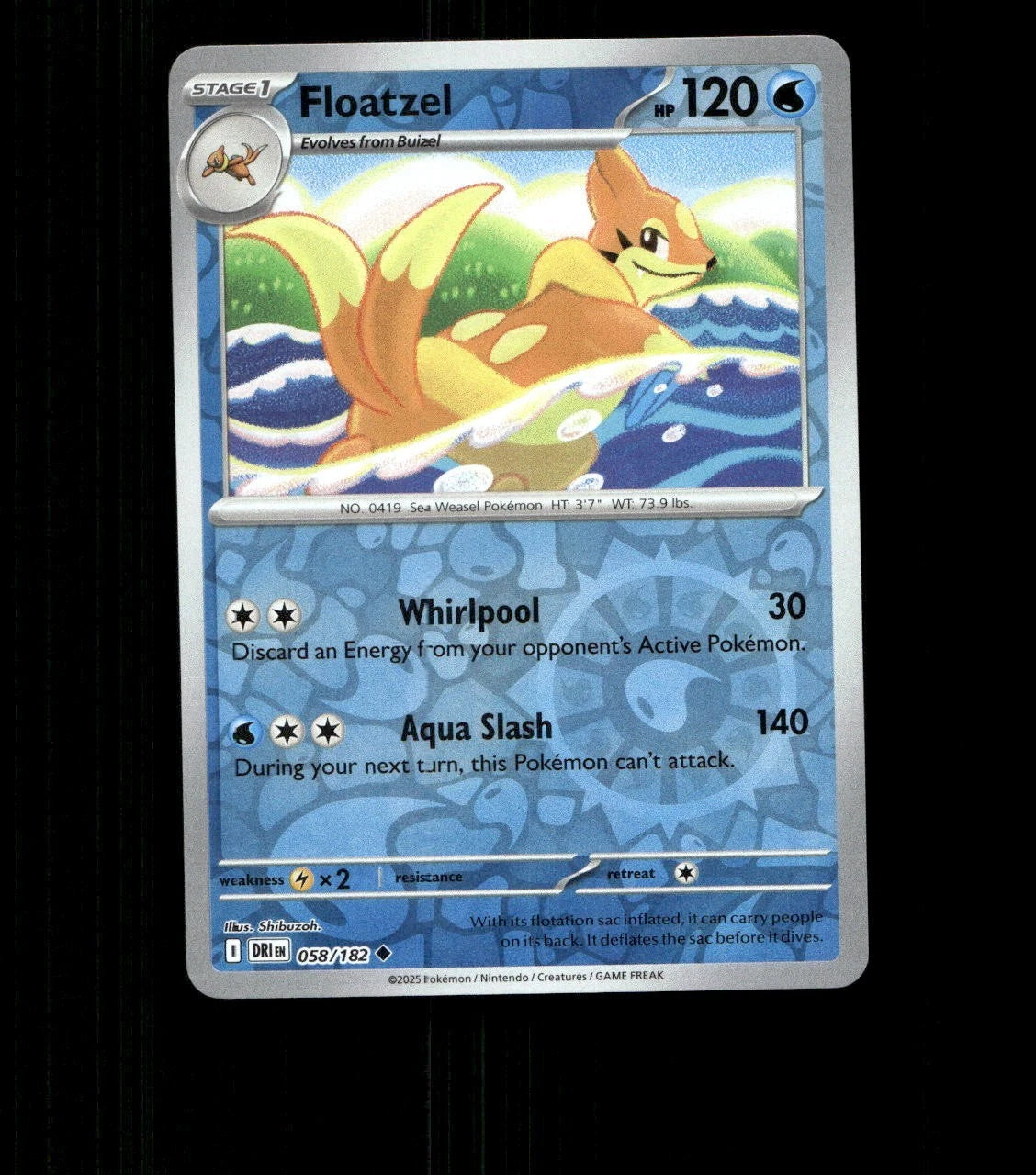 Floatzel – 058/182 – Destined Rivals – Reverse Holo Near Mint Pokemon Card TCG
