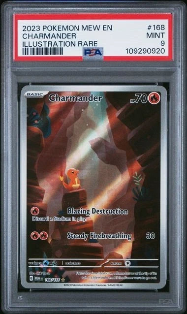 2023 POKEMON MEW EN-151 ILLUSTRATION RARE #168 CHARMANDER PSA 9