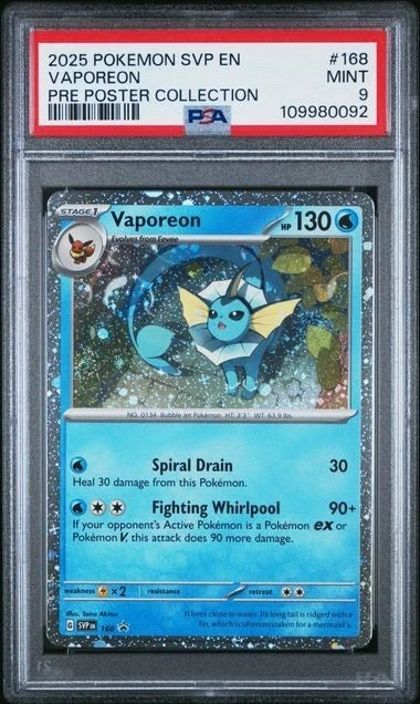 2025 POKEMON SVP VAPOREON JOLTEON LEAFEON PRE POSTER COLLECTION Sequential PSA 9