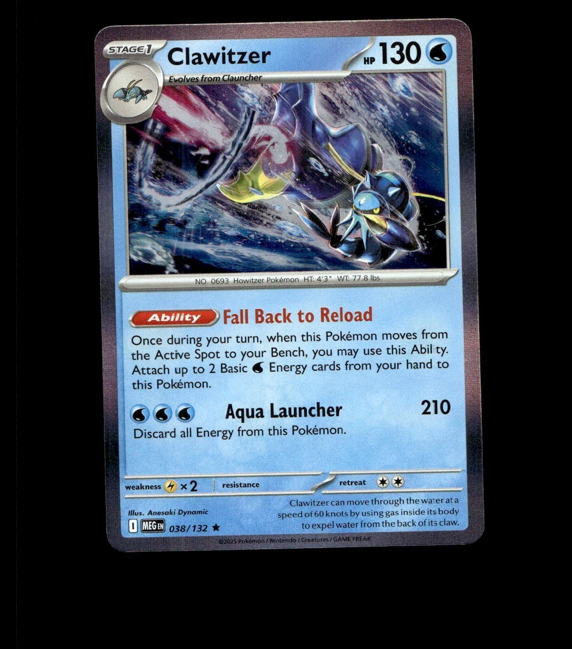 Clawitzer – 038/132 – Mega Evolution – Holo – Near Mint - Pokemon Card TCG