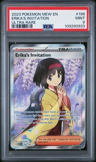 2023 POKEMON MEW EN-151 ULTRA RARE #196 ERIKA'S INVITATION PSA 9