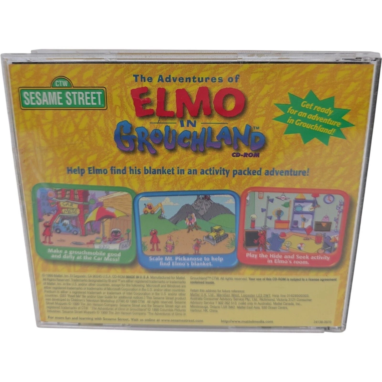 Sesame Street The Adventures of Elmo in Grouchland Mattel PC CD ROM Game 1999