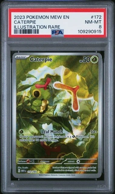 2023 POKEMON MEW EN-151 ILLUSTRATION RARE #172 CATERPIE PSA 8