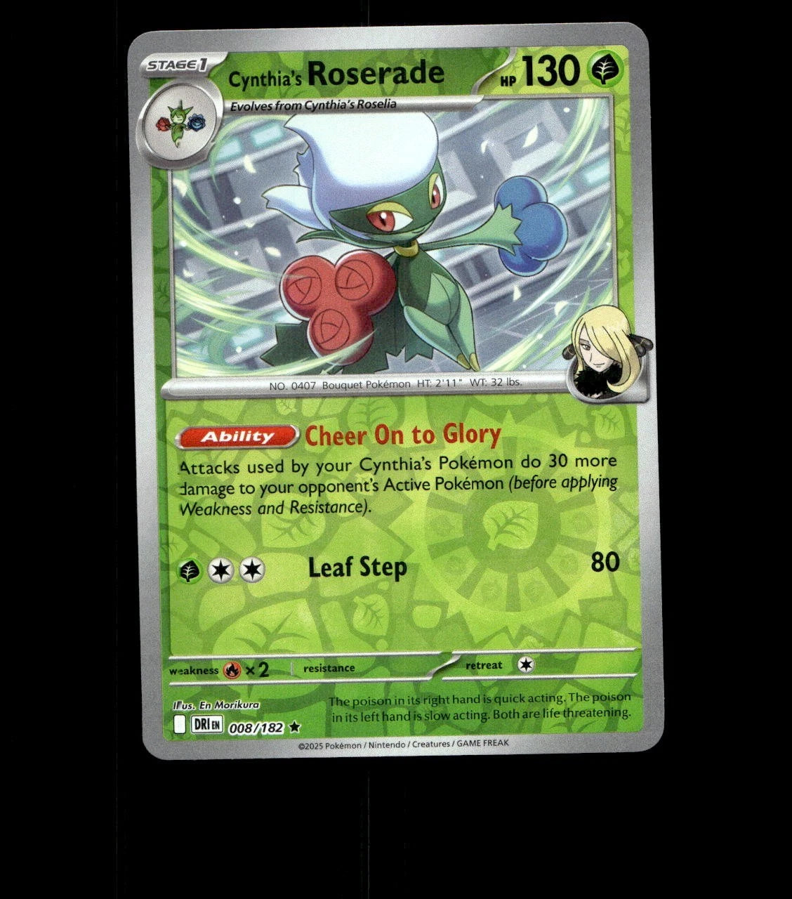 Cynthia’s Roserade – 008/182 – Destined Rivals – Reverse Holo Near Mint TCG