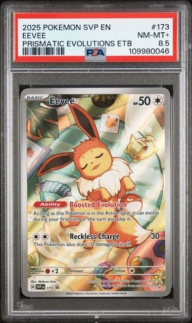 2025 POKEMON SVP PRISMATIC EVOLUTIONS ETB PROMO #173 EEVEE PSA 8.5