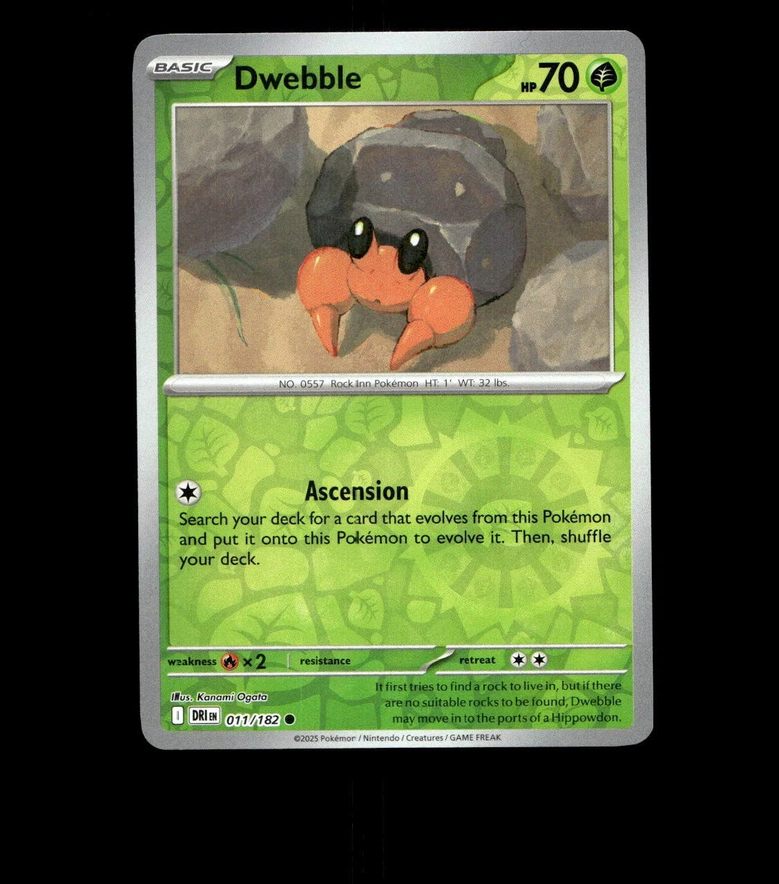 Dwebble – 011/182 – Destined Rivals – Reverse Holo Near Mint