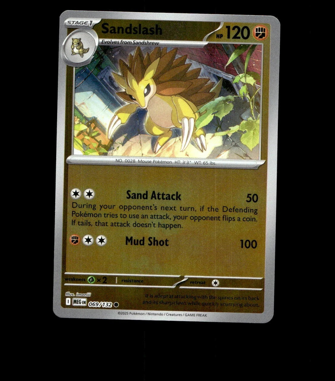 Sandslash – 069/132 – Mega Evolution – Reverse Holo – Near Mint Pokemon Card TCG