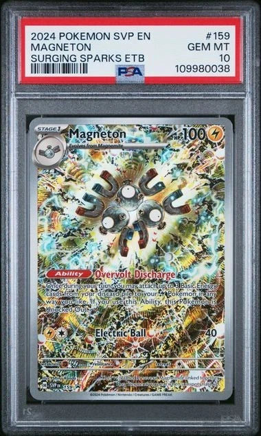2024 MAGNETON POKEMON SVP EN-SV BLACK STAR PROMO SURGING SPARKS ETB PSA 10