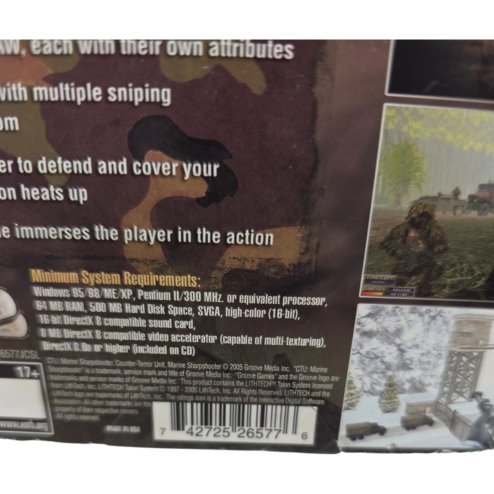 Marine Sharpshooter One Shot One Kill PC CD ROM Game Groove Games 2005