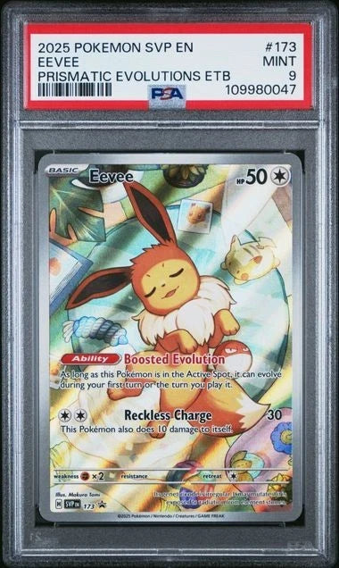 Pokemon Eevee 173 SVP en SV Black Star Promo 2025 Prismatic Evolutions ETB PSA 9