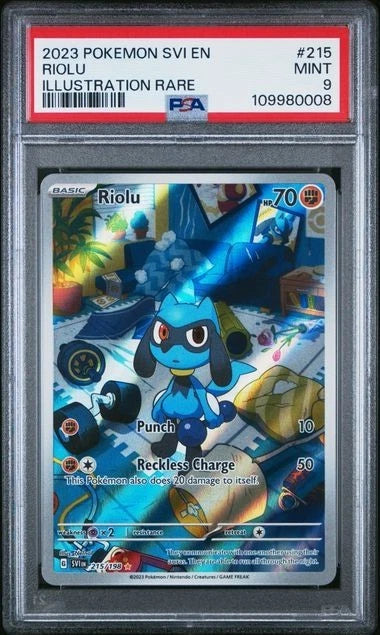 2023 POKEMON SVI EN-SCARLET & VIOLET ILLUSTRATION RARE #215 RIOLU PSA 9