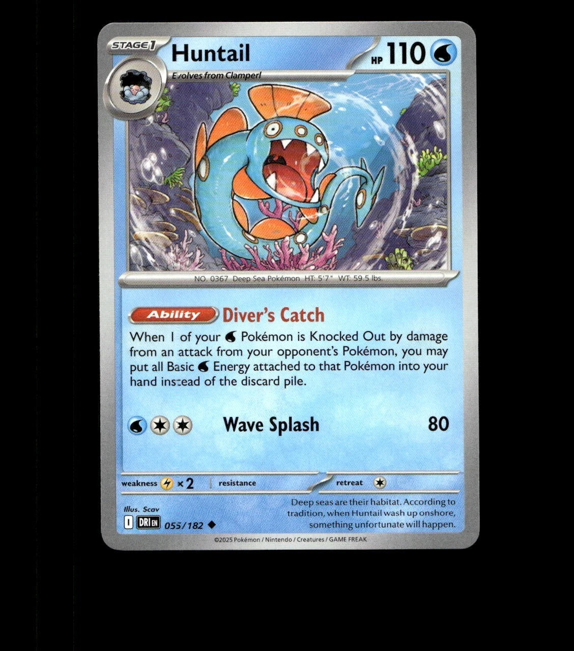 Huntail – 055/182 – Destined Rivals – Non Holo Near Mint Pokemon Card TCG