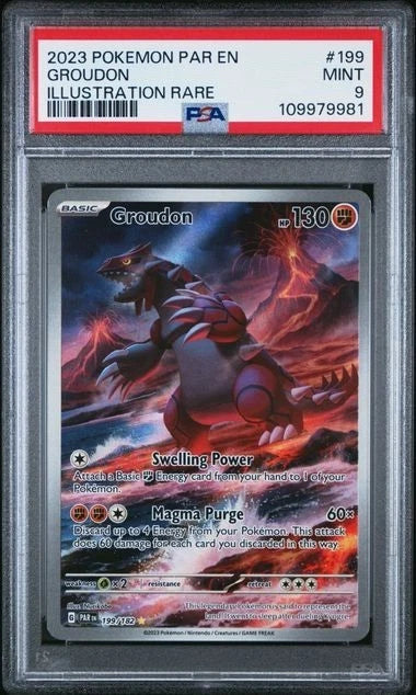 2023 POKEMON PAR EN-PARADOX RIFT ILLUSTRATION RARE #199 GROUDON PSA 9