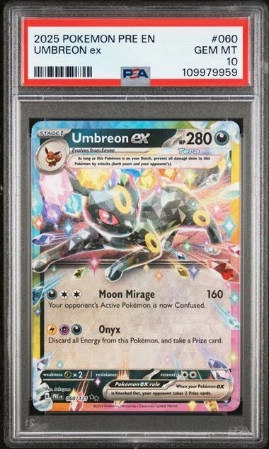 2025 POKEMON PRE EN-PRISMATIC EVOLUTIONS #060 UMBREON EX PSA 10