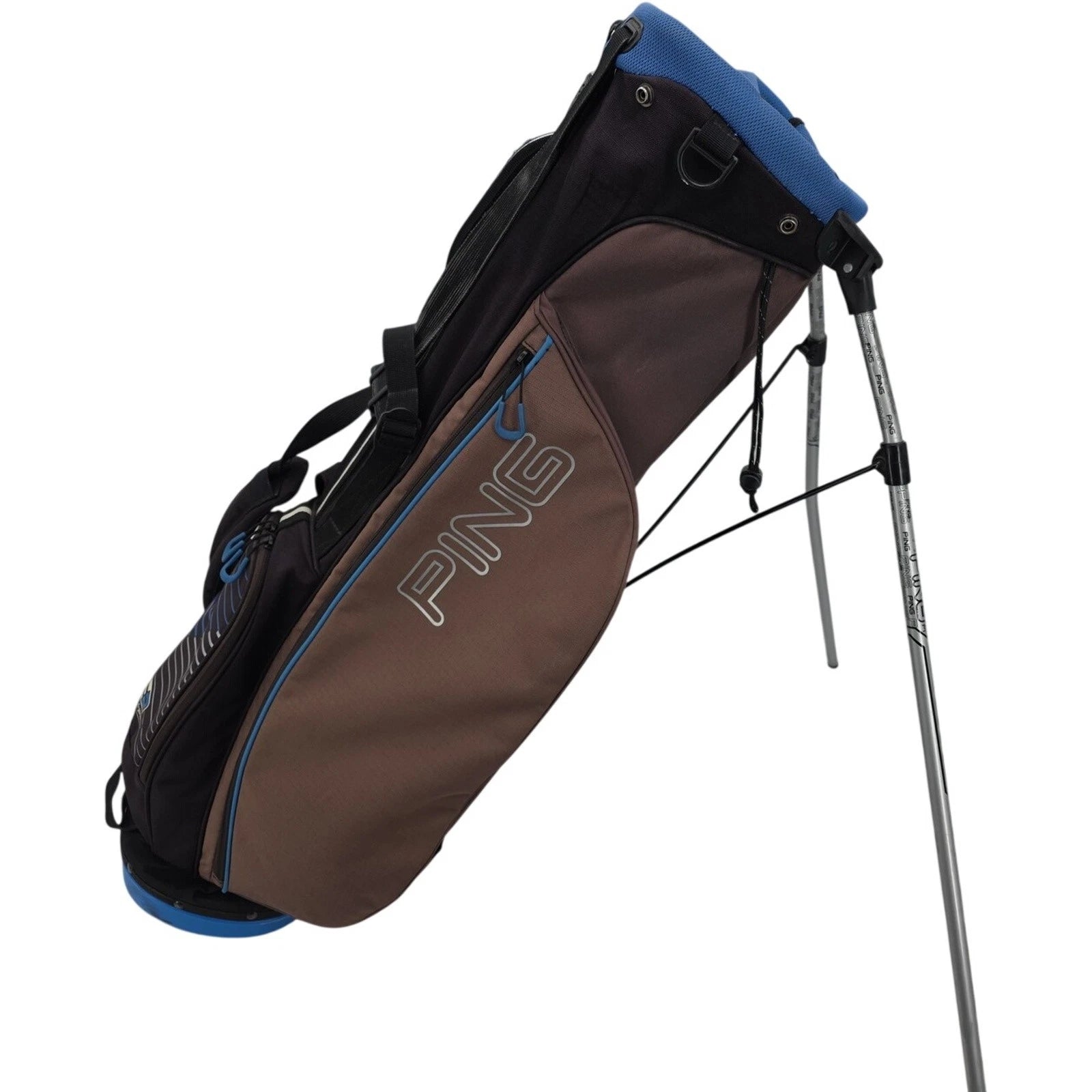 PING Stand Golf Bag Carry Dual Strap Brown Black Blue Lightweight 4-Way Top