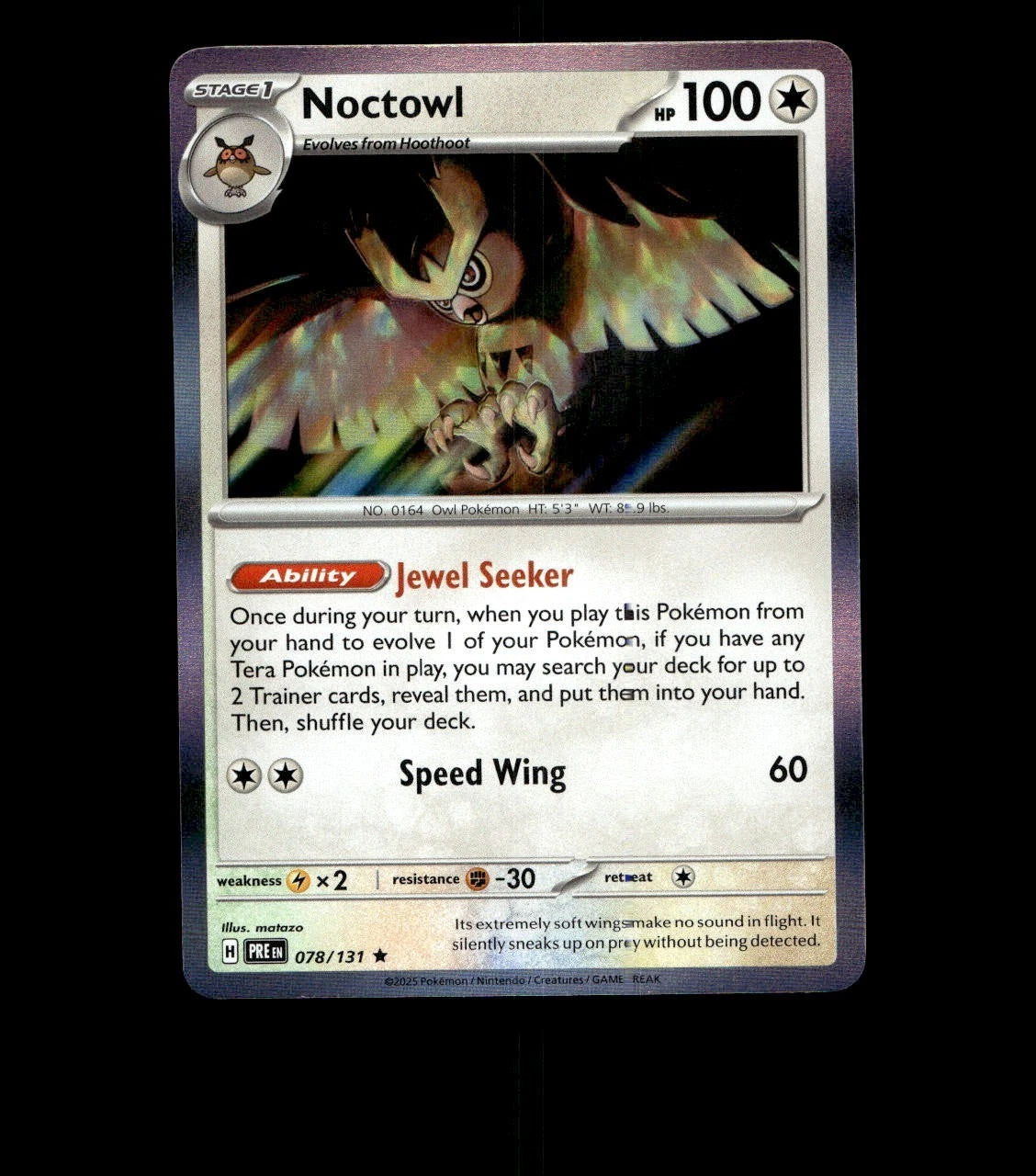 Noctowl - 078/131 - Prismatic Evolutions - Holo Near Mint