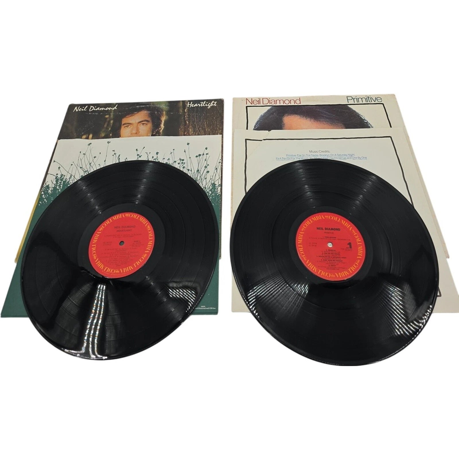 Neil Diamond Heartlight and Primitive Vinyl LP Records Lot of 2