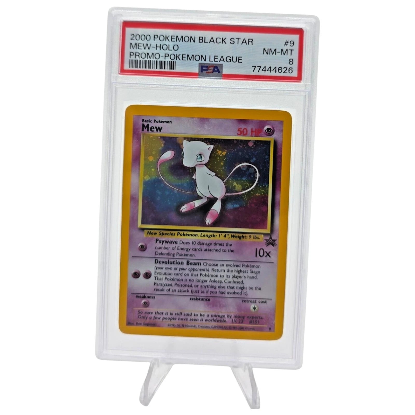 SWIRL PSA 8 2000 Pokemon League Black Star Promo #9 MEW Holo Graded NM-MT Card