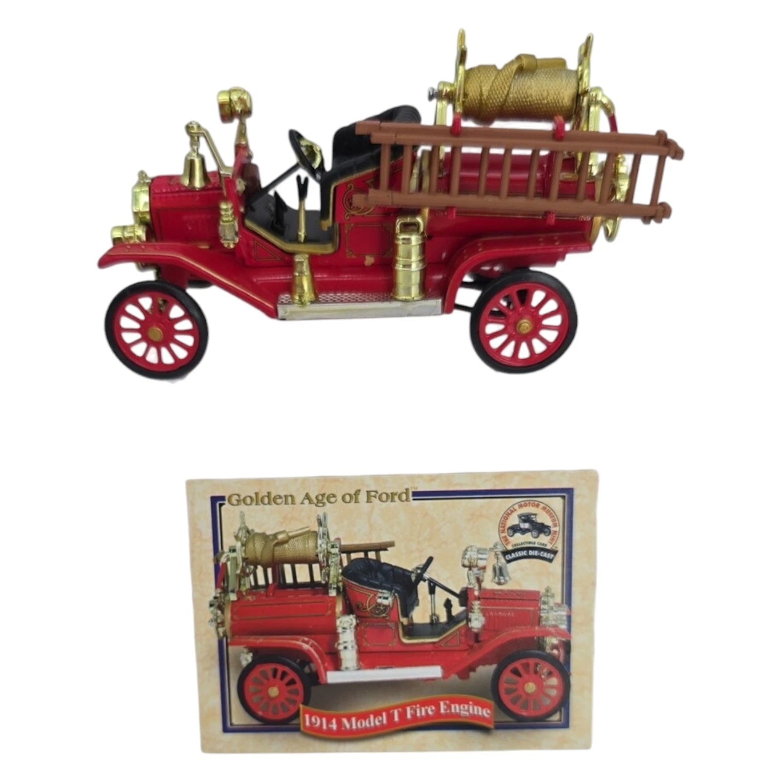 1914 Ford Model T Fire Engine National Motor Car Toy Fire Fighter Die Cast